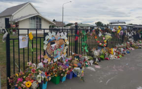 Tributes outside the Ashburton Masjid.