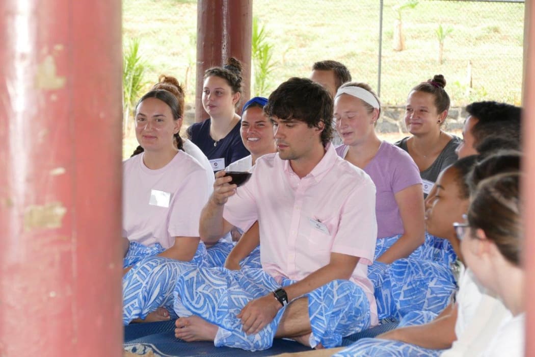 US Peace Corp Volunteers in ava ceremony in Samoa