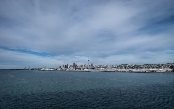 Auckland cityscape over looking water from the Auckland harbour bridge
