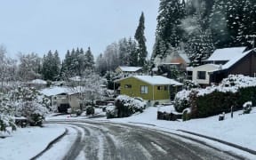 Hanmer Springs village after snowfall