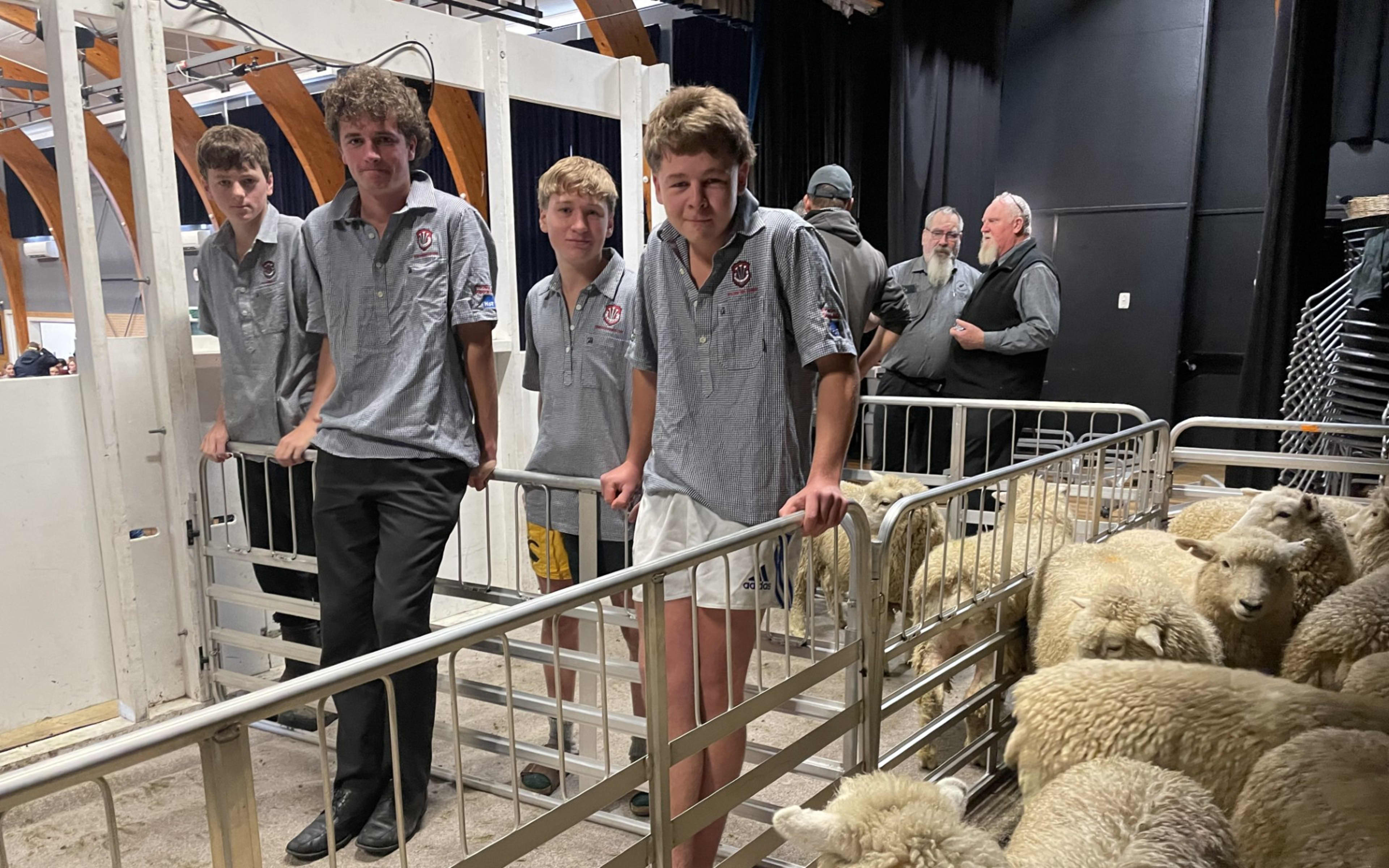Feilding High School's hall has become a woolshed as the school held it's annual shearing competition, 4/06/2025