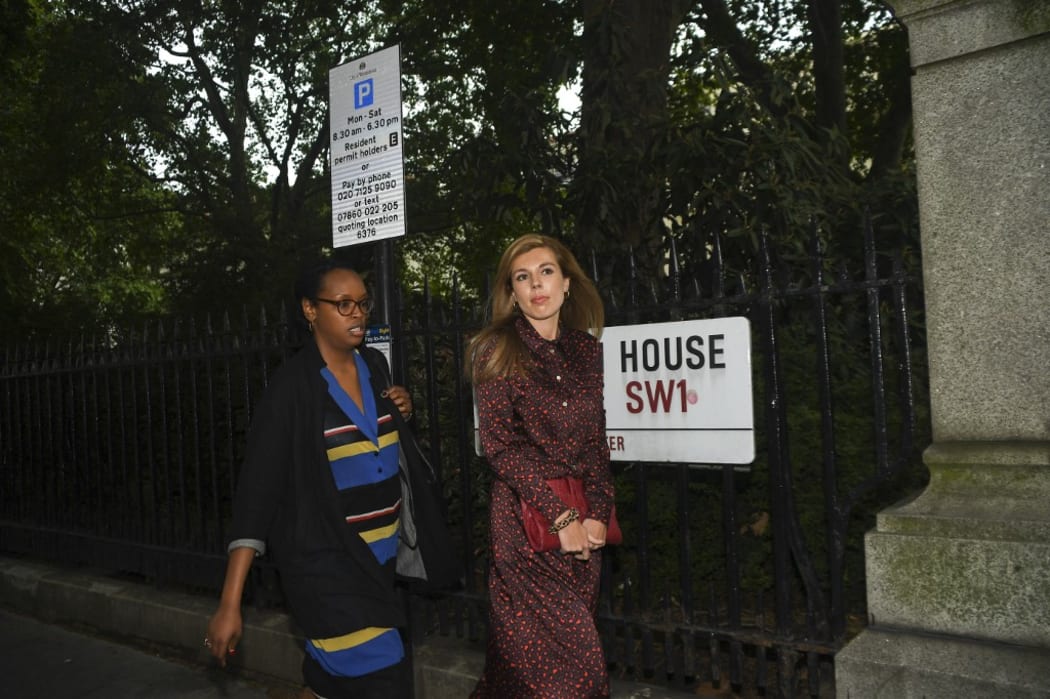 Boris Johnsons Carrie Symonds leaves the Academy of Engineering after  attending Boris Johnsons Conservative Party leadership campaign Launch on June 12, 2019 in London, England.