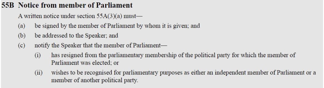 The crucial Section 55B in the Electoral (Integrity) Amendment Act 2018.