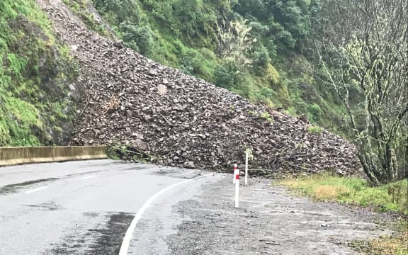 The slip has cut off the main route between Gisborne and Bay of Plenty