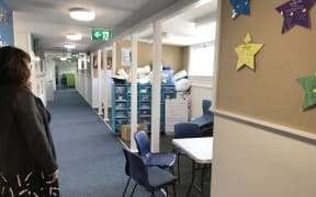 Tautoro School pupils learn to sew in this hallway.