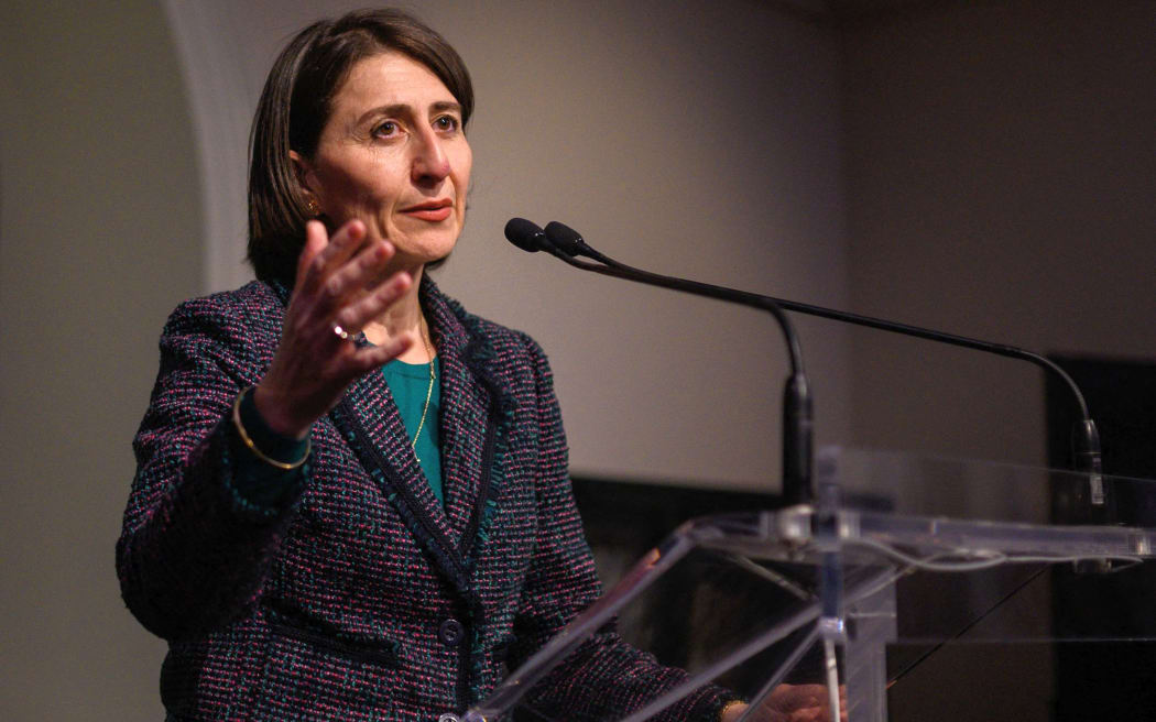 New South Wales Premier Gladys Berejiklian speaks after a State Library tour by the visiting Netherlands Prime Minister Mark Rutte in Sydney on October 9, 2019.