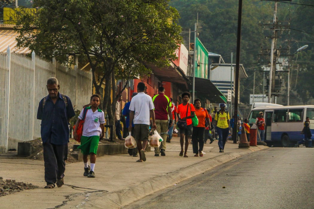 Foot traffic in inner Port Moresby.