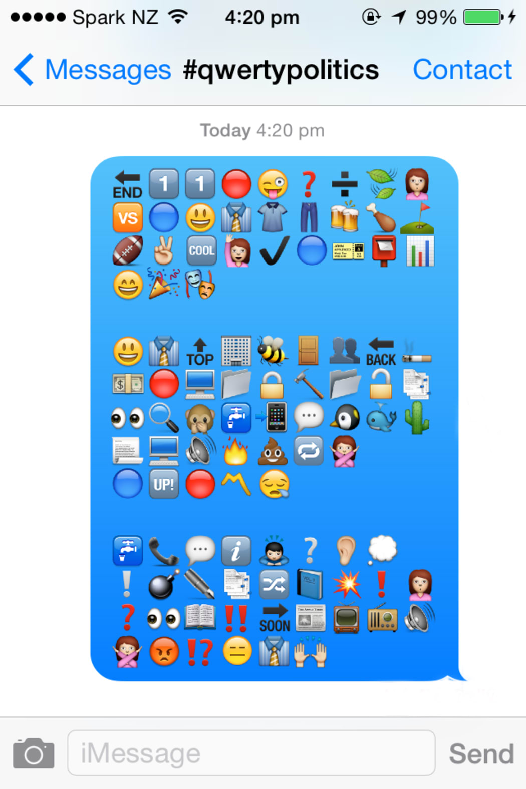 An emoji summary of Nicky Hager's book, Dirty Politics