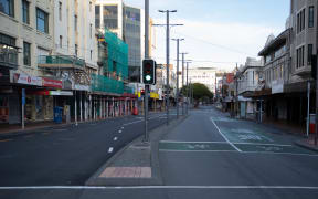 No essential workers seen on Courtenay Place on 26 March, the first day of the nationwide lockdown.