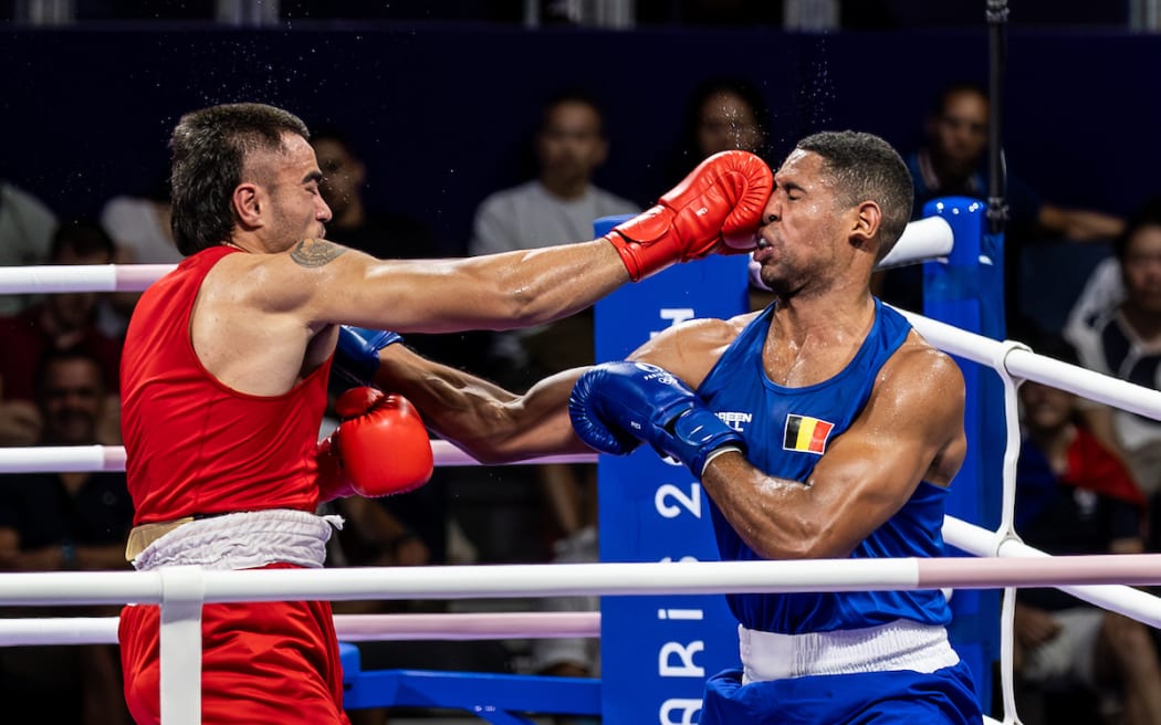 Ato Plodzicki-Faoagali Team Samoa Men’s Boxing  in the Olympic Games on the 28th July, 2024 at the Paris North Paris Arena in Paris, France. (Image by Casey Sims/ONOC Communications)