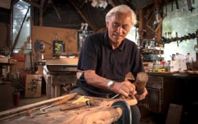 Award-winning artist and former All Black Fred Graham working in his Waiuku studio