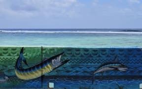 The mural features a variety of sea creatures found in Cook Islands waters.