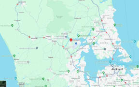 A map showing the location of a fatal accident in Whenuapai on Friday 27 October 2023.