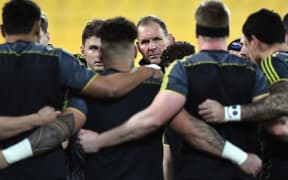 Hurricanes head coach John Plumtree seen at the team huddle.