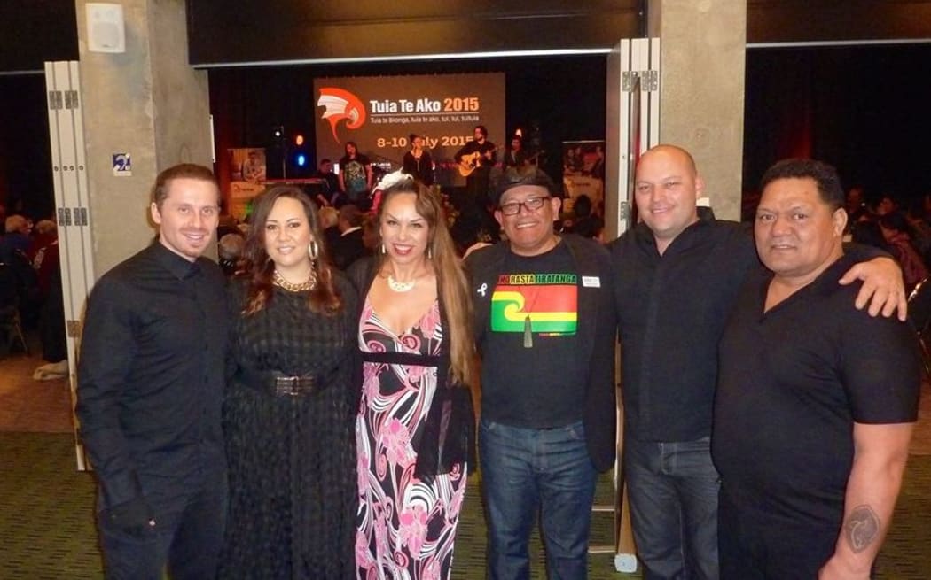 Ngahiwi Apanui (fourth from the left) with other attendees.