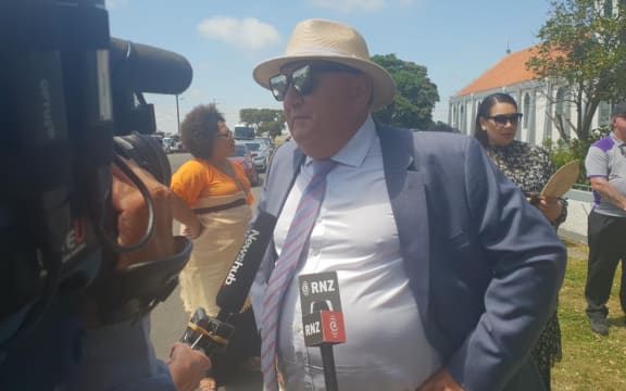 NZ First politician Shane Jones speaks to media at Rātana Pā.