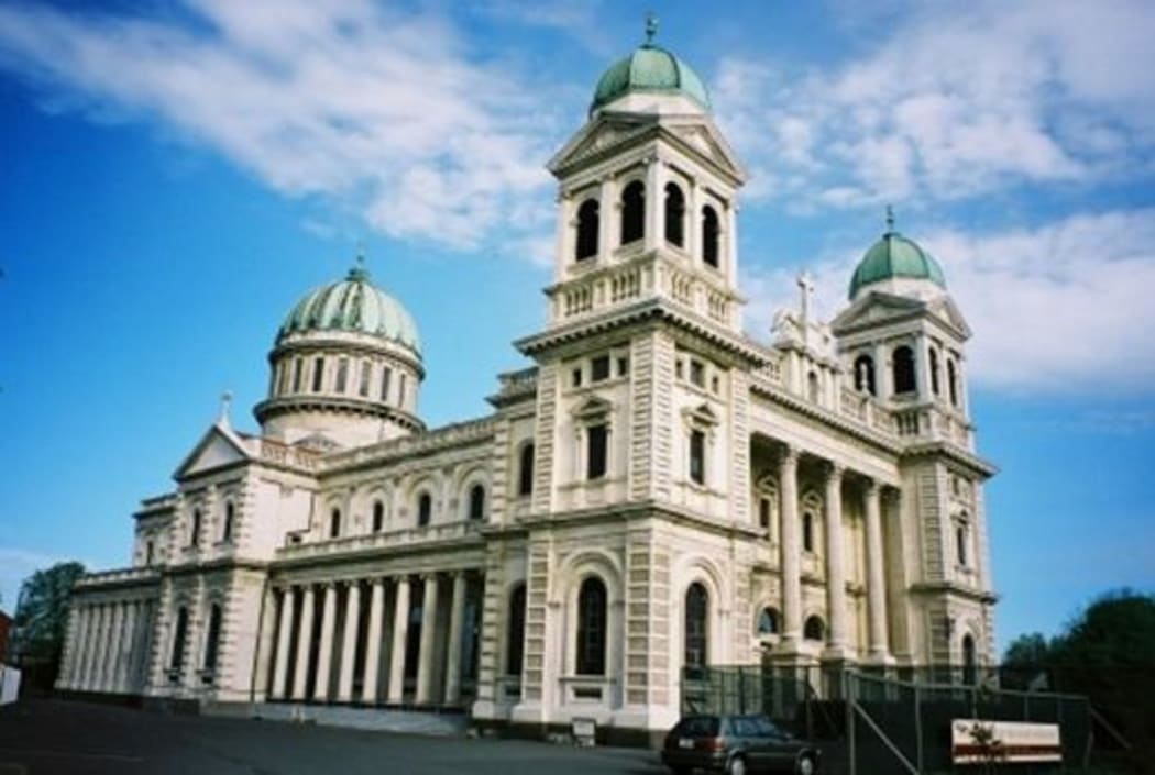 The cathedral is shown before it suffered major earthquake damage