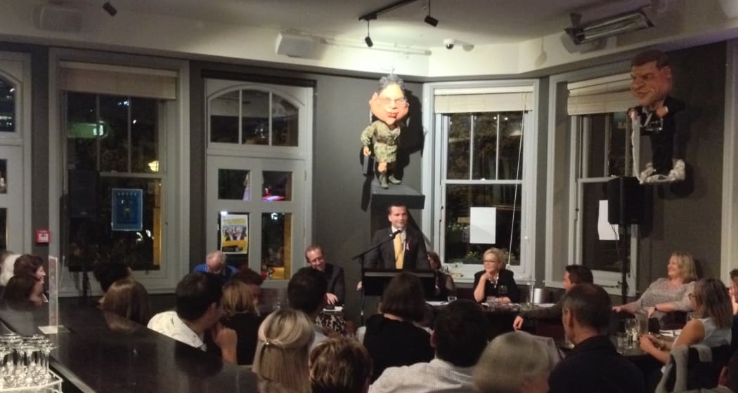MP David Seymour speaks during the 2016 media freedom debate fundraiser.