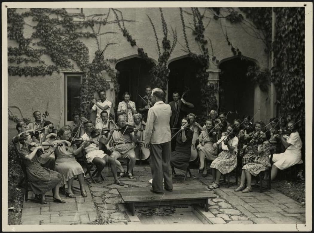 Douglas Lilburn conducting his Cambridge Suite at the 1946 Cambridge Music School, between 26 January-2 February.