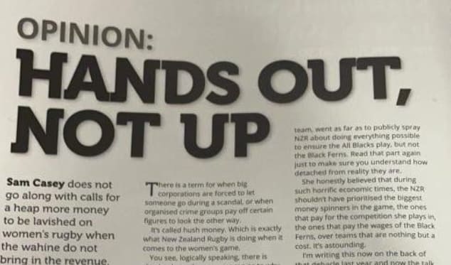 The Rugby News column that cost Sam Casey his job.