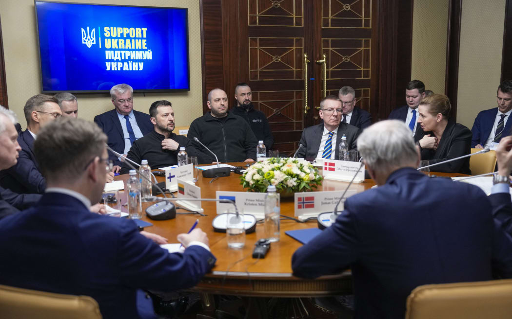 European leaders meet with Ukrainian President Volodymyr Zelensky at a summit in Ukraine's capital Kyiv, on 25 February, 2025 - the third anniversary of the Russian invasion.