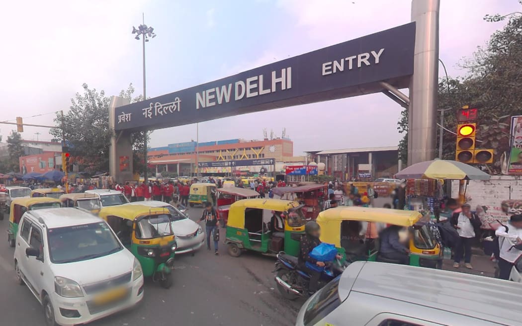 An entrance to the New Delhi railway station.
