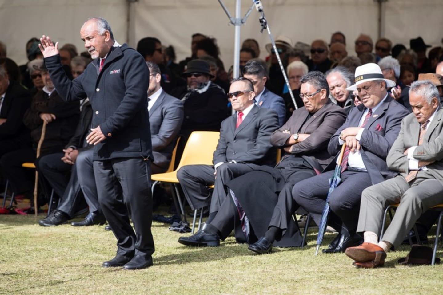 Te Ururoa Flavell speaking at Ratana Pā