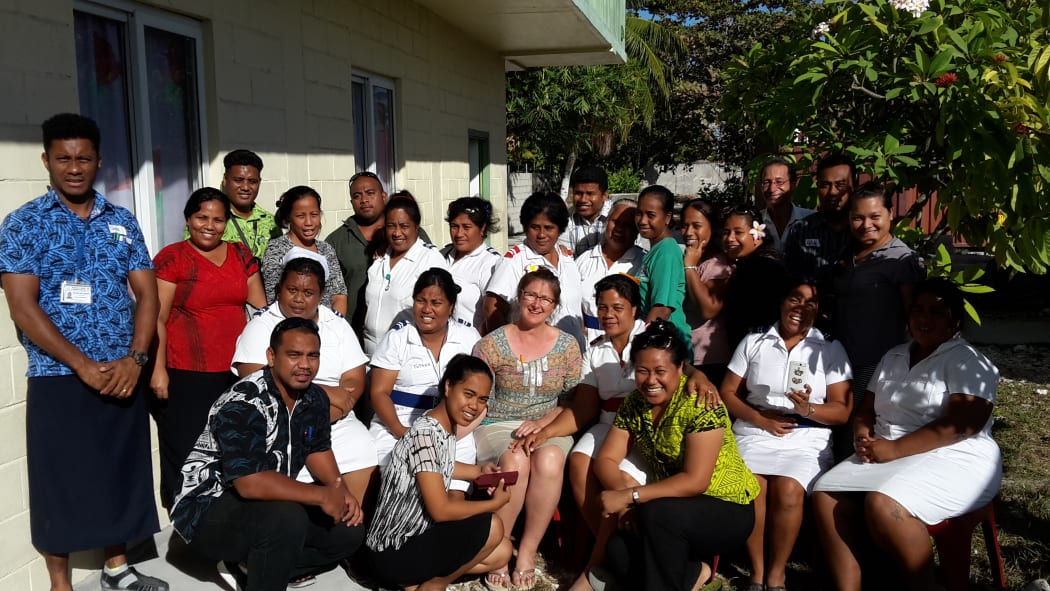Dr Sharron Bolitho (center) with participants of the Pacific Emergency Maternal and Neonatal Training (PEMNet) in Kiribati. November 2016