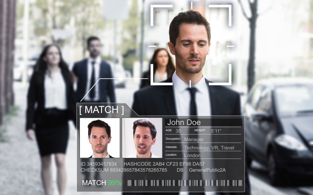Portrait Of A Young Businessman's Face Recognized Accurately With Intellectual Learning System