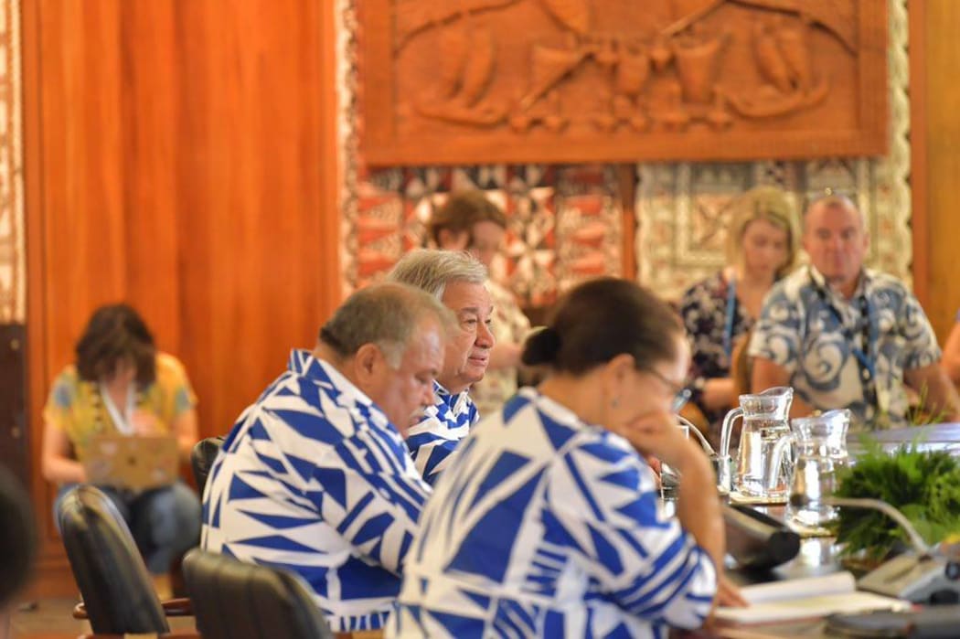 The UN Secretary-General was welcomed on Wednesday morning by the Fijian Government with a traditional ceremony, before calling for #ClimateAction with Pacific leaders at the Pacific Islands Forum Secretariat