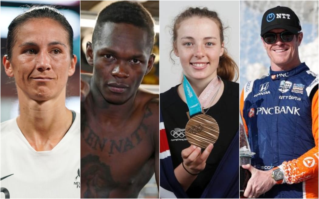 Left to right: Abby Erceg, Israel Adesanya, Zoi Sadowski-Synnott and Scott Dixon