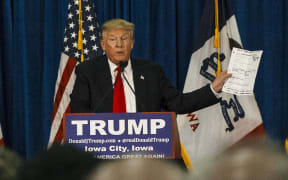 Republican presidential candidate Donald Trump speaks at a campaign event at the University of Iowa, January 26, 2016 (Photo by Jim Vondruska/NurPhoto)