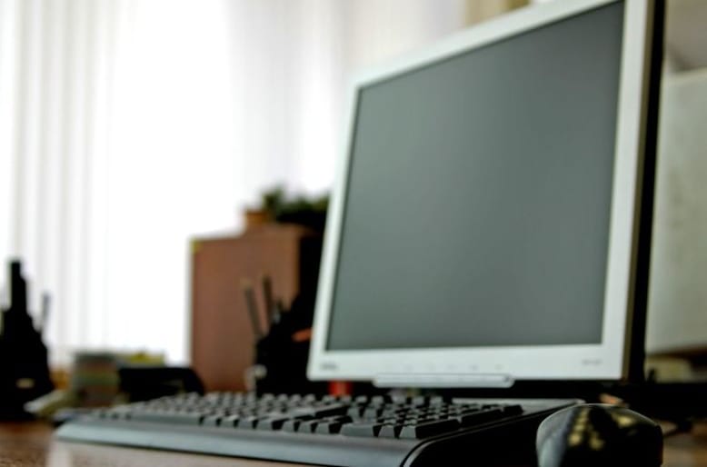 generic office with computer screen