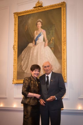 Fred Graham receives his Icon award from GG Dame Patsy Reddy