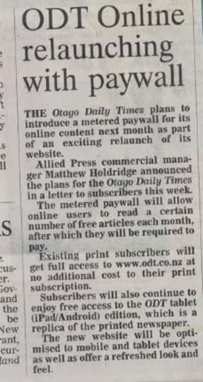 The ODT not exactly over-selling the "exciting relaunch" of its website in last Tuesday's paper.