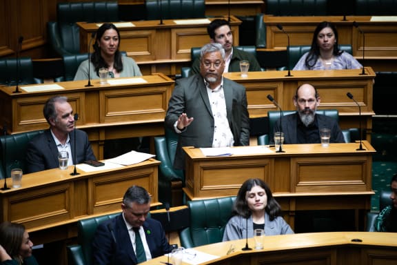 Green Party MP Teanau Tuiono speaks during the First Reading of his Member's Bill, the Restoring Citizenship Removed By Citizenship (Western Samoa) Act 1982 Bill, 10 April 2024.
