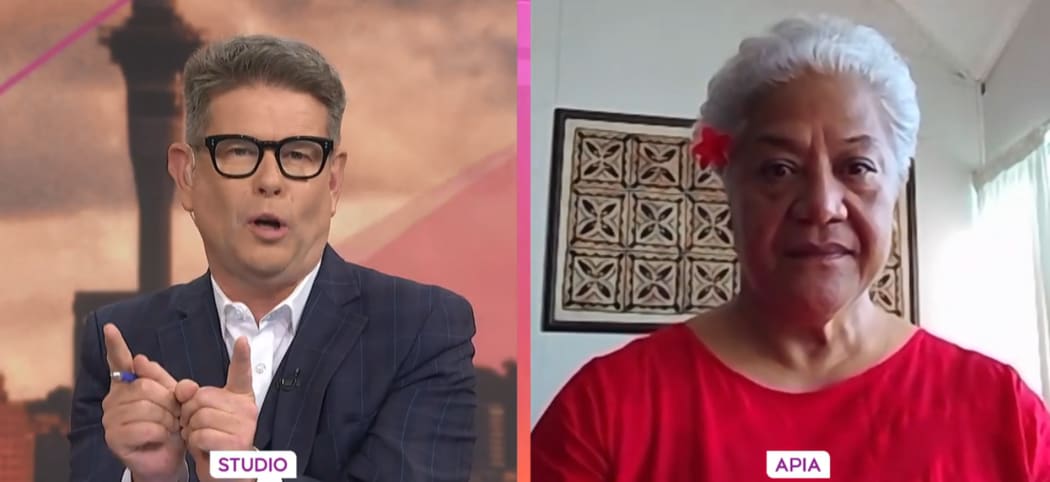 Fiame Naomi Mata’afa, leader of the FAST political party in Samoa talking to Toleafoa John Campbell on TVNZ's Breakfast.
