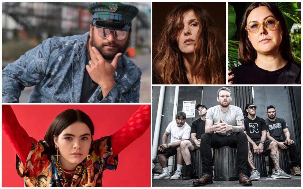Clockwise from top left: Troy Kingi, Reb Fountain, Nadia Reid, L.A.B. and Benee