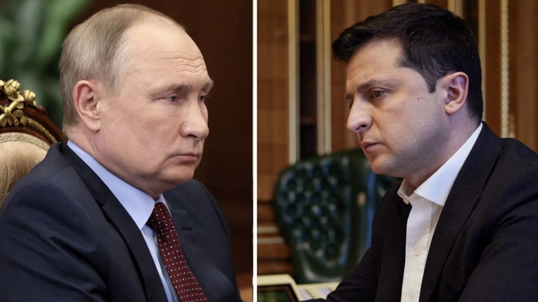 A combined photo of Russian President Vladimir Putin and Ukraine President Volodymyr Zelensky.