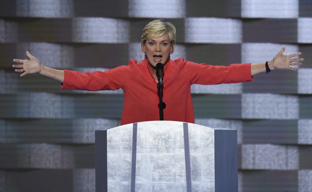 Former Michigan Governor Jennifer Granholm addresses delegates on the fourth and final day of the Democratic National Convention at Wells Fargo Center on July 28, 2016 in Philadelphia, Pennsylvania.