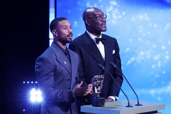 Michael B. Jordan and Delroy Lindo present during the BAFTA Film Awards in London.