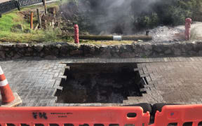 Whakarewarewa Village sinkhole on 29 July 2022.