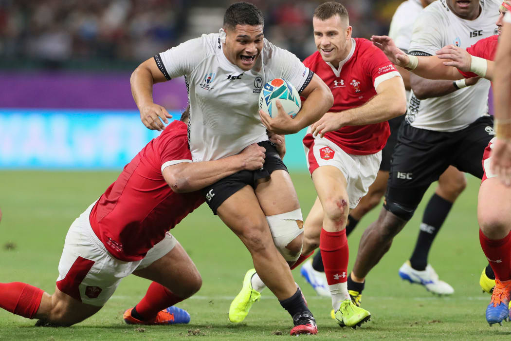 Fijian hooker Samuel Matavesi attacks during the first half.