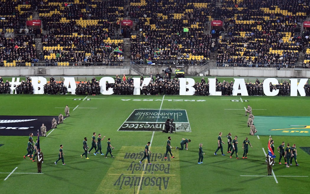 Back the Black campaign during the 2019 Investec Rugby Championship game between All Blacks vs South Africa.