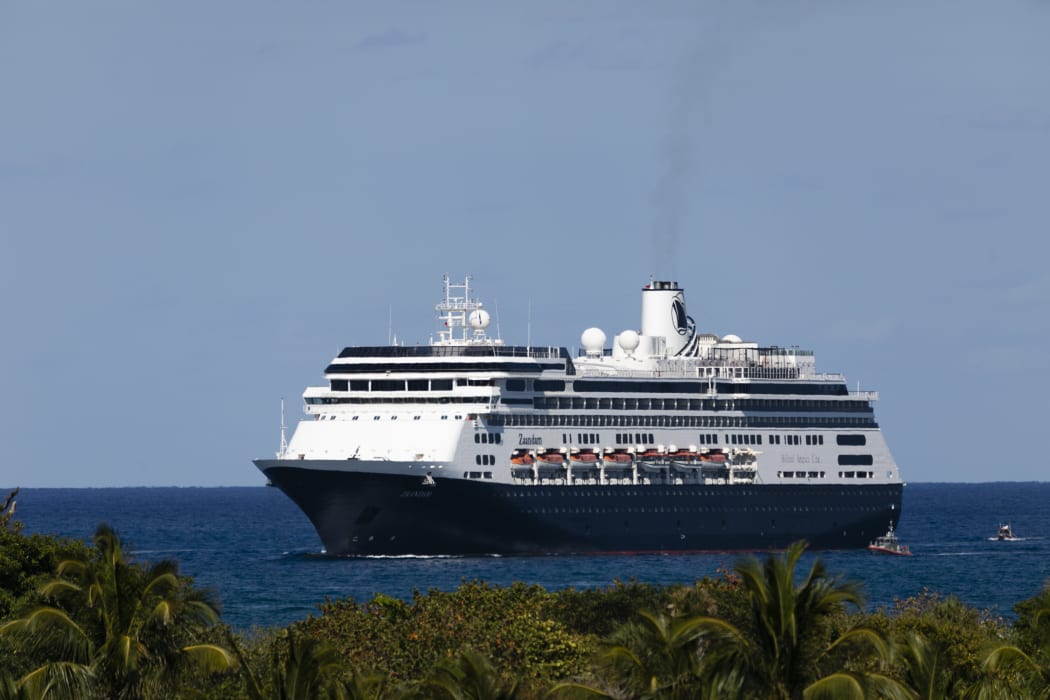 MS Zaandam Cruise Ship approaches to Port Everglades in Fort Lauderdale, Florida
