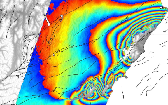 Radar interferogram of deformation during the Kaikoura earthquake
