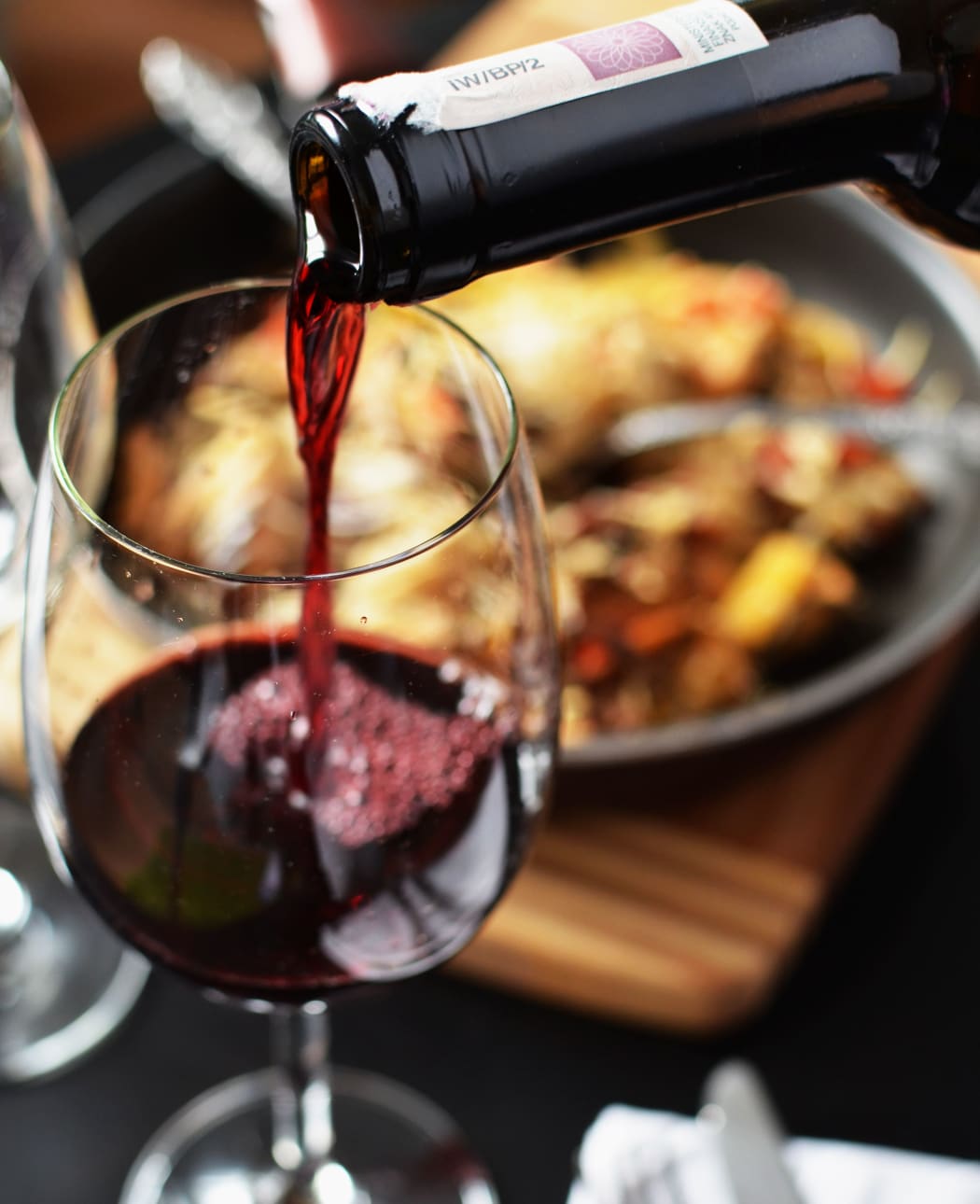 red wine with food