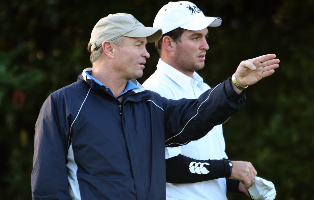 Ryan Fox and his caddie, father Grant, at the Trans-Tasman Cup, 2010.