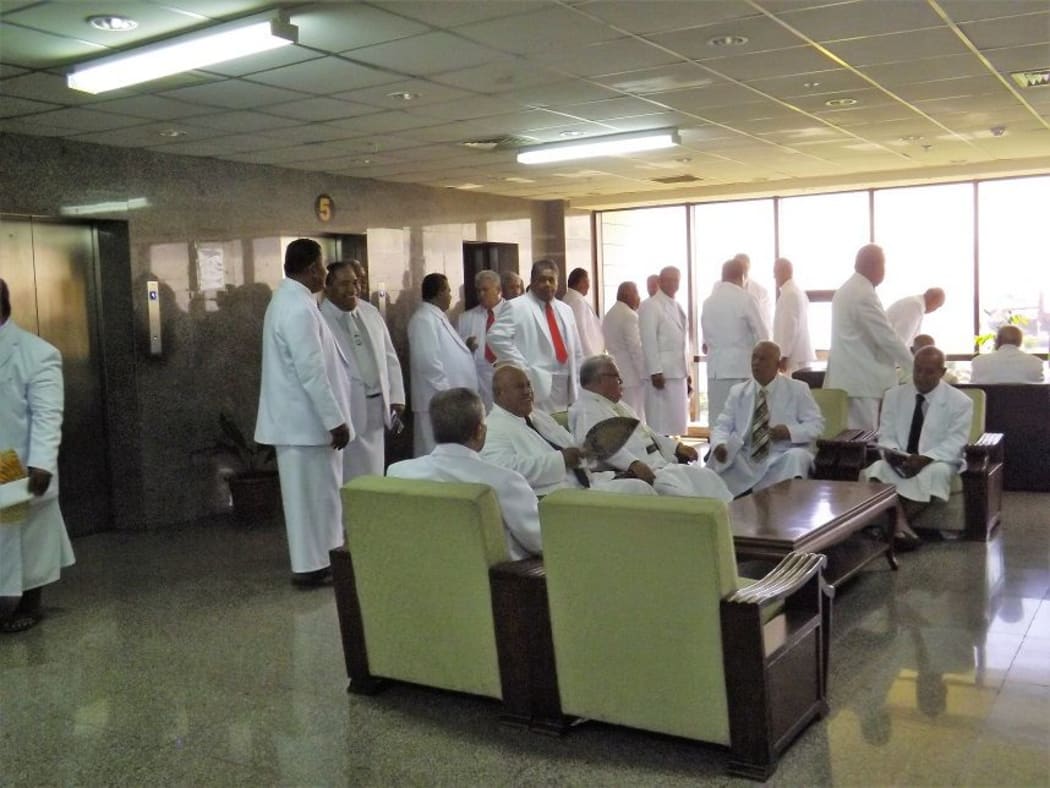 Congregational Christian Church ministers gather to meet the government at Government House