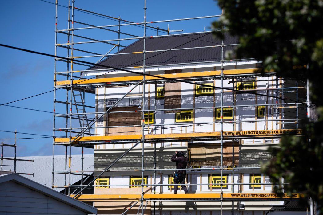 An apartment building under construction in Wellington